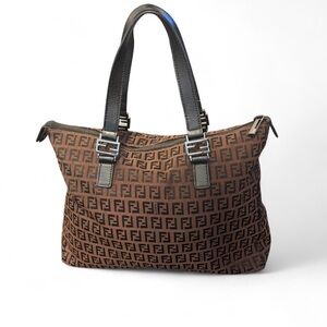 Y2K Vintage Brown Fendi Zucca F Monogram Tote Bag